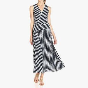 Armani Exchange Women's Wrap Stripe Printed Maxi Woven Dress